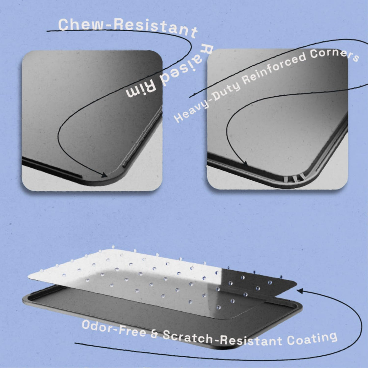 Dog Crate Tray Replacement, Heavy Duty Reinforced Pan - 46.85"L x 29.17"W x 1.0"H - image 2