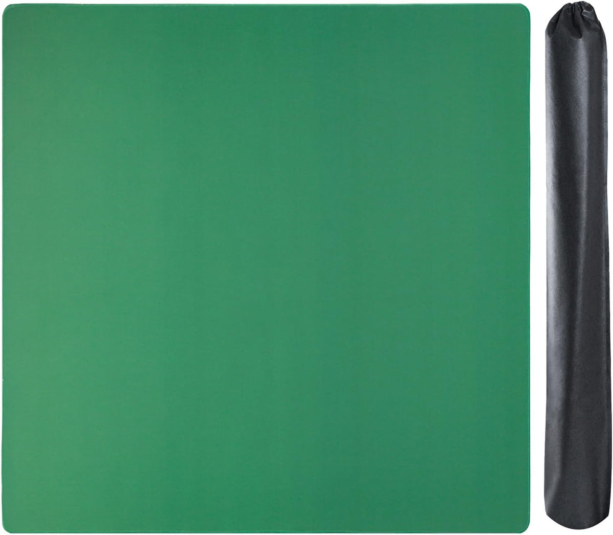 Gustaria green mahjong mat on a square table with tiles and 3 dice