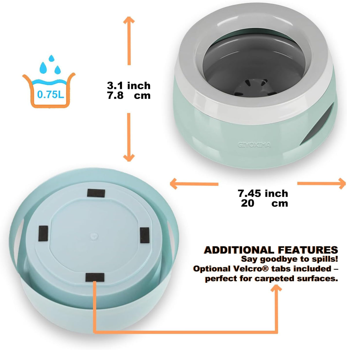 Dog Water Bowl, No Spill Water Bowl for Dogs and Cats - Baby Blue - image 2