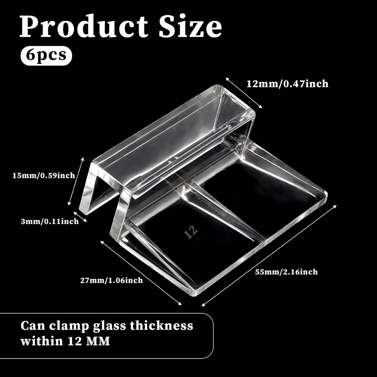 Sliverdew 6 PCS Aquarium Lid Clips, Plastic Fish Tank Cover - for 12mm thickness - image 2