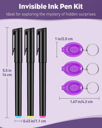 Uniclife invisible ink pen set with 3 spy pens and 3 UV LED keychain flashlights - view 3