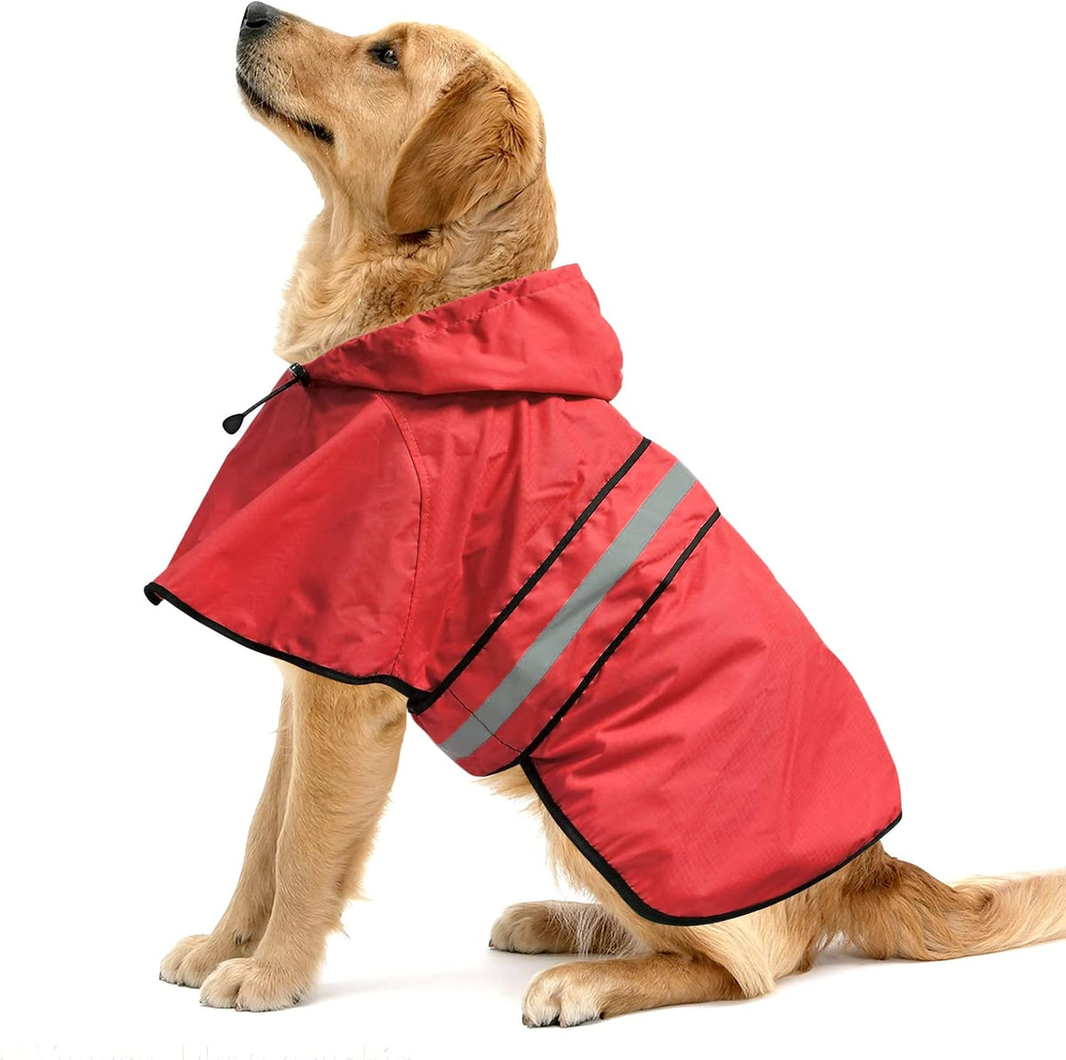 Waterproof Dog Raincoat, Adjustable Pet Rain Coats - Red / X-Large