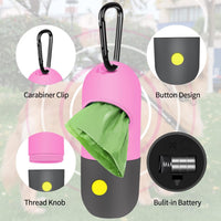 2 Pack Dog Poop Bag Dispenser with Built-in LED Flashlight - Pink - image 3
