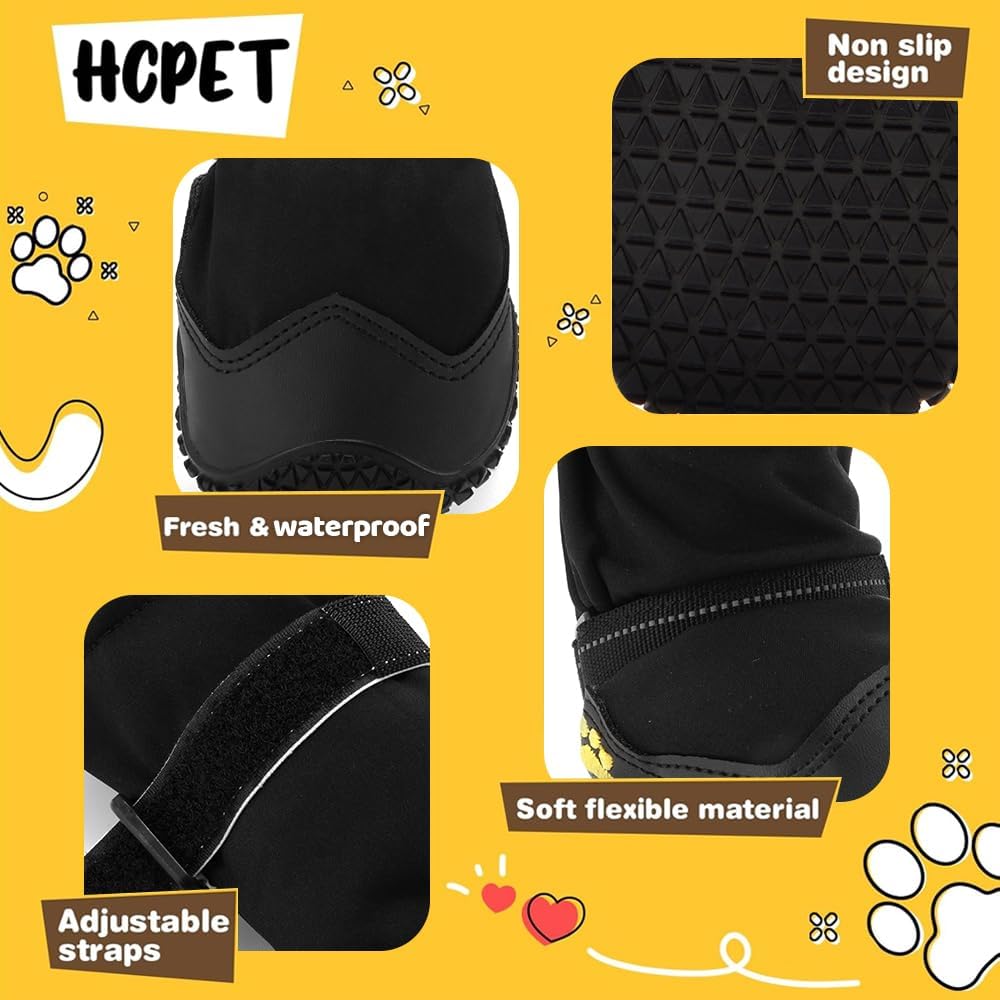 Dog Boots Waterproof Dog Shoes for Medium Large Dogs - Light Black / Width 2.16 in - image 3