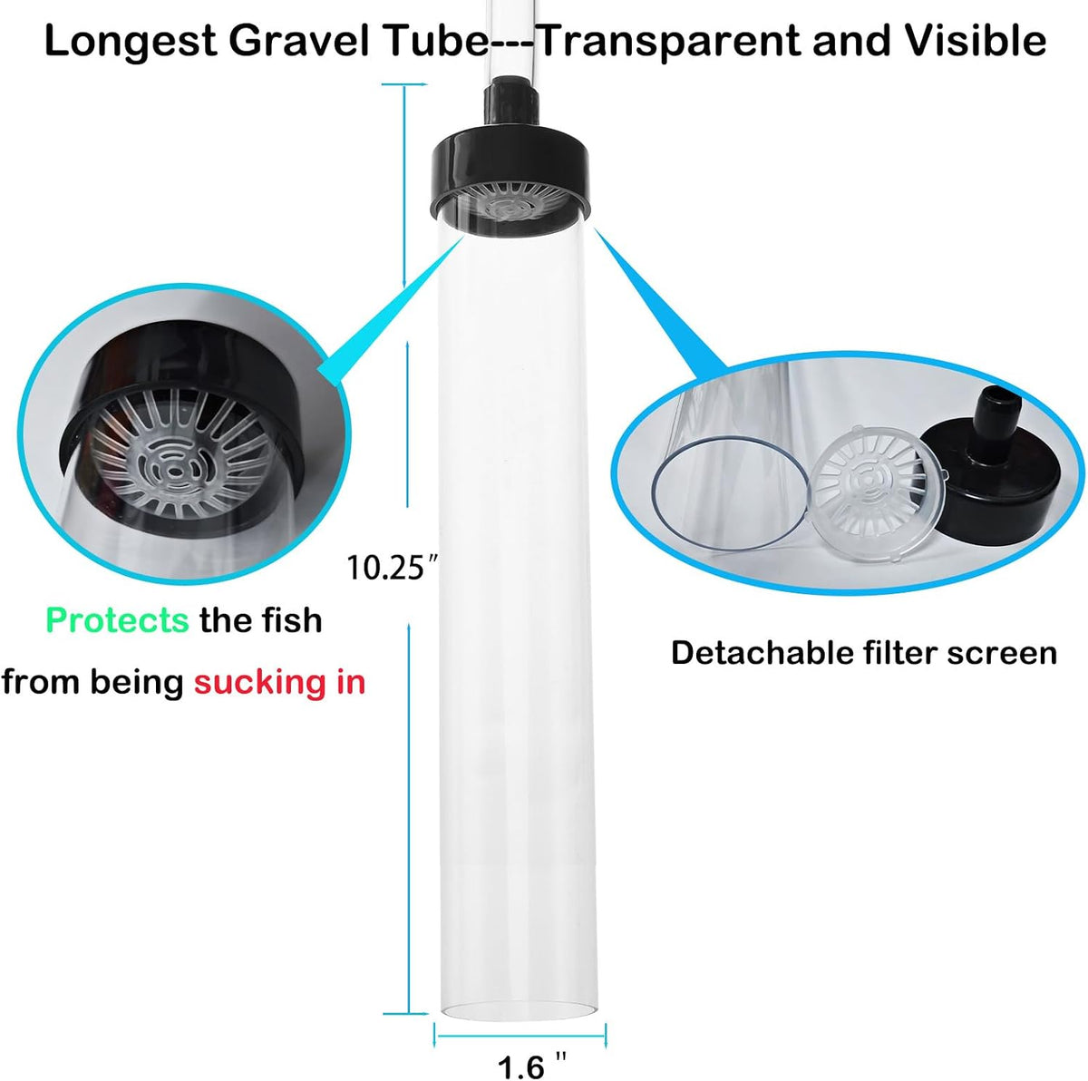 4.3ft Aquarium Siphon Vaccum Cleaner Fish Tank Water Changer Kit – Essentials for Fish - 7ft-L - image 3