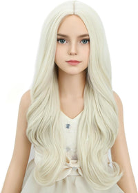 DUDUWIG long black wavy curly middle part wig for kids with wig cap - view 29