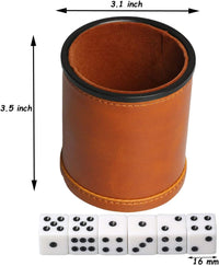 Leatherette Dice Cup with Lid Includes 6 Dices - Brown-1 - image 3