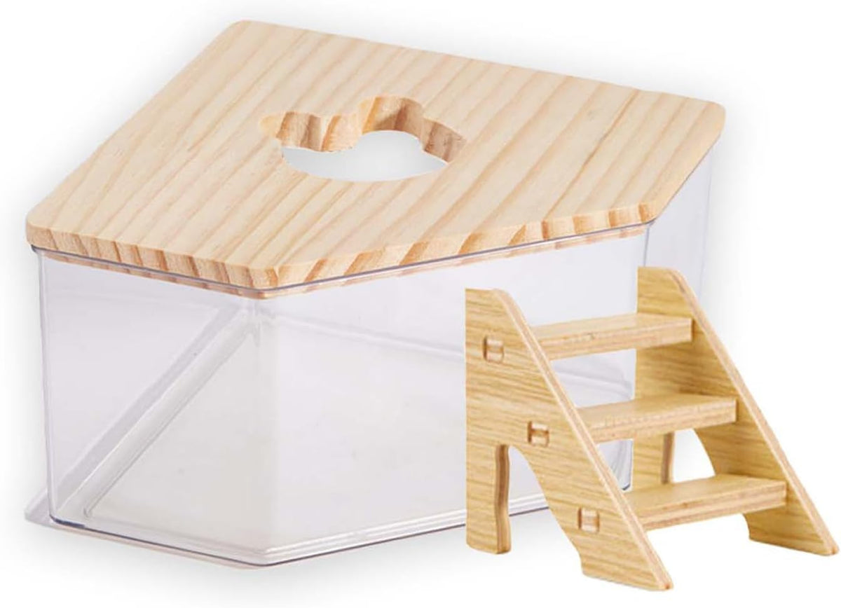 Hamster Sand Bath Box, Pentagon Sand Container with Ladder – Essentials for Small Pets - Pentagon / L
