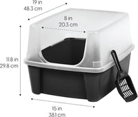 IRIS USA High Sided Cat Litter Box, Scatter Shield - Large / Black - image 2