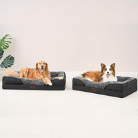 EHEYCIGA Memory Foam Dog Bed for Large Sized, Orthopedic Dog Sofa with Sides and Waterproof Liner, Washable Bolster Pet Couch with Removable Cover, 41x27x7.5 Inch, Grey/Black