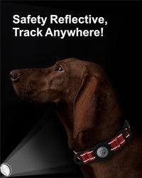 TagME Airtag Dog Collar,Waterproof Reflective Pet Collar with Airtag Holder,Soft Padded and Double D-Rings for Large Dogs,Red