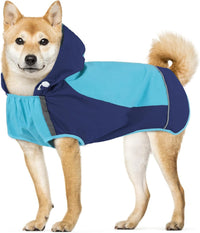 Hooded Dog Raincoat, Reflective Large Dog Rain Poncho - X-Large / Blue