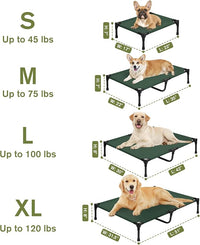 Elevated Dog Bed 42 Inch - Breathable Raised Pet Bed for Large Dogs, Waterproof Dog Cot Bed Easy to Assemble, Durable Portable Pet Cot with Non-Slip Feet, Green
