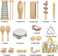 Kaqinu 23 piece wooden musical instruments for kids with xylophone and tambourine - view 4