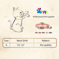 THAIN Leather Cat Collar with Bell Breakaway, Adjustable - Brown - image 2
