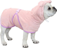 Dog Bathrobe, Microfiber Fast Drying Absorbent Hooded Bath Towel White for Puppy Small Medium Large - XS:10-20LB (2nd Generation) / Pink