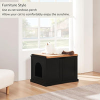 unipaws Black Cat Litter Box Enclosure Furniture, Kitty Hidden Cover, Concealed Dog Proof Litter Boxes Cabinet, Hideaway Litter Box, Cat House