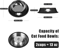 Serentive 2 Pcs Non-Slip Stainless Steel Small Cat Food Bowls - Black / 13 oz - image 2
