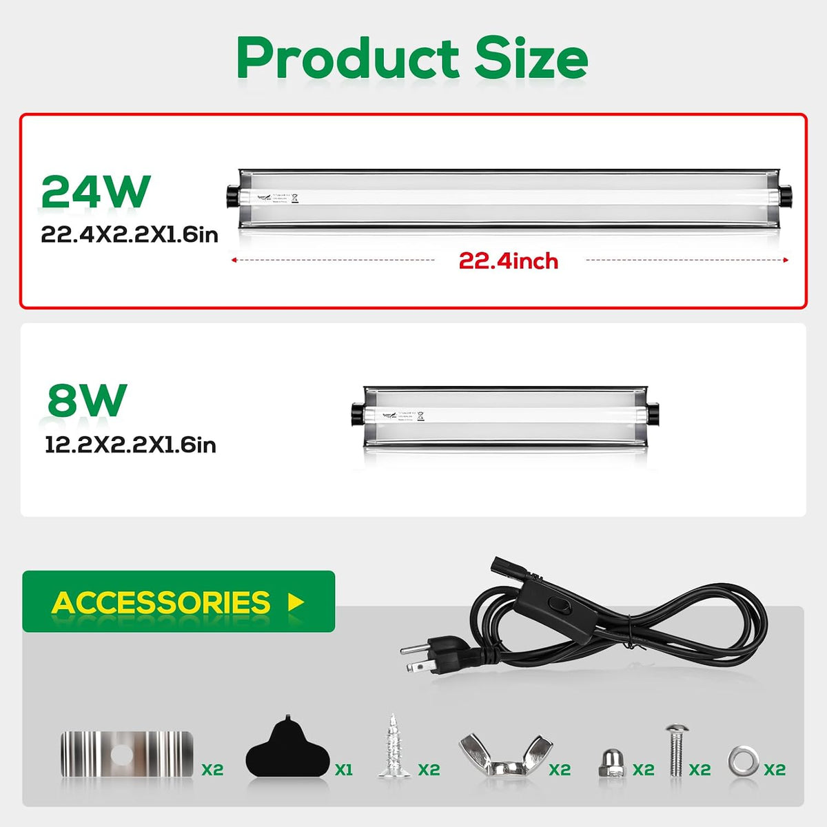 T5 Reptile Light Fixture Combo Kit 24W Light Fixture Reptile - 24W-Black / 24W 22.4IN Black - image 3