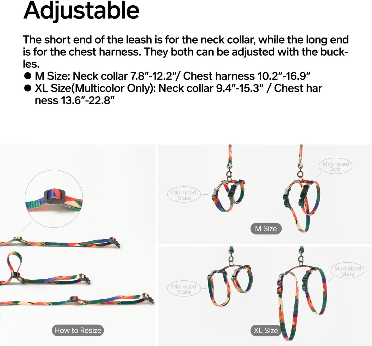 pidan Cat Harness and Leash Set - Tropical Multicolor / M - image 3