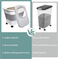 Collapsible Cat Litter Storage Container with Rolling Casters - Gray - image 3