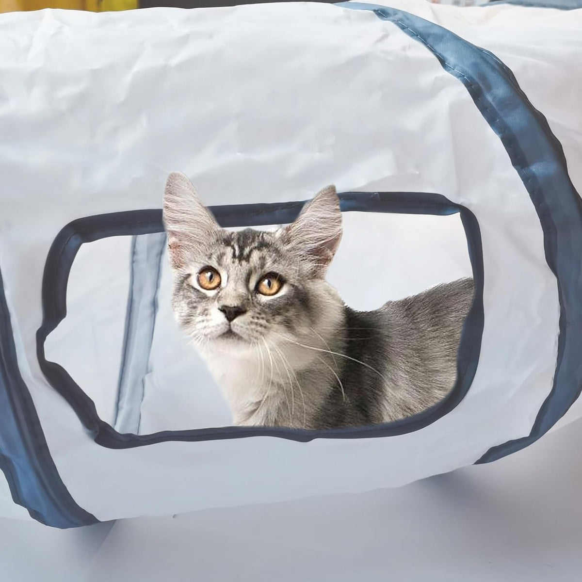 Cat Tunnel Tube Toys，Tunnels for Indoor Cats - S - 2 Way White Gray - image 4