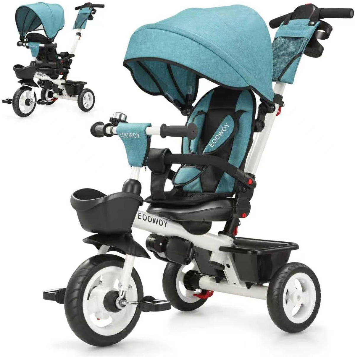 EOOWOY 7 in 1 Toddler Tricycle - Green