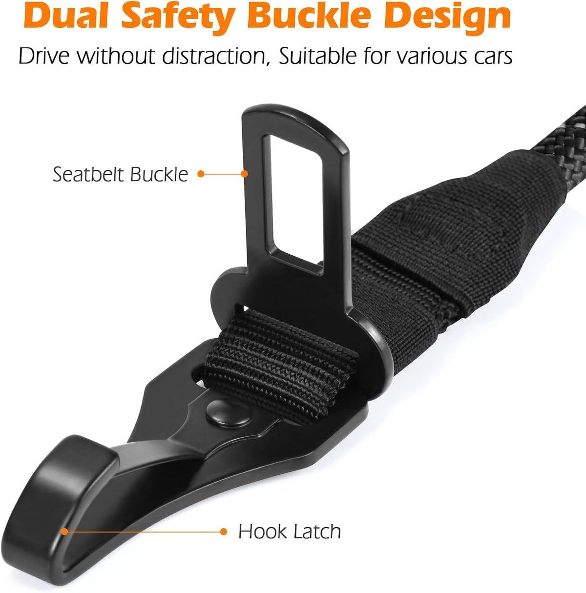 Dog Seat Belt for Car, Durable Rope Dog Car Harness for Vehicle – Essentials for Dogs - Black / 1 Pack - image 2