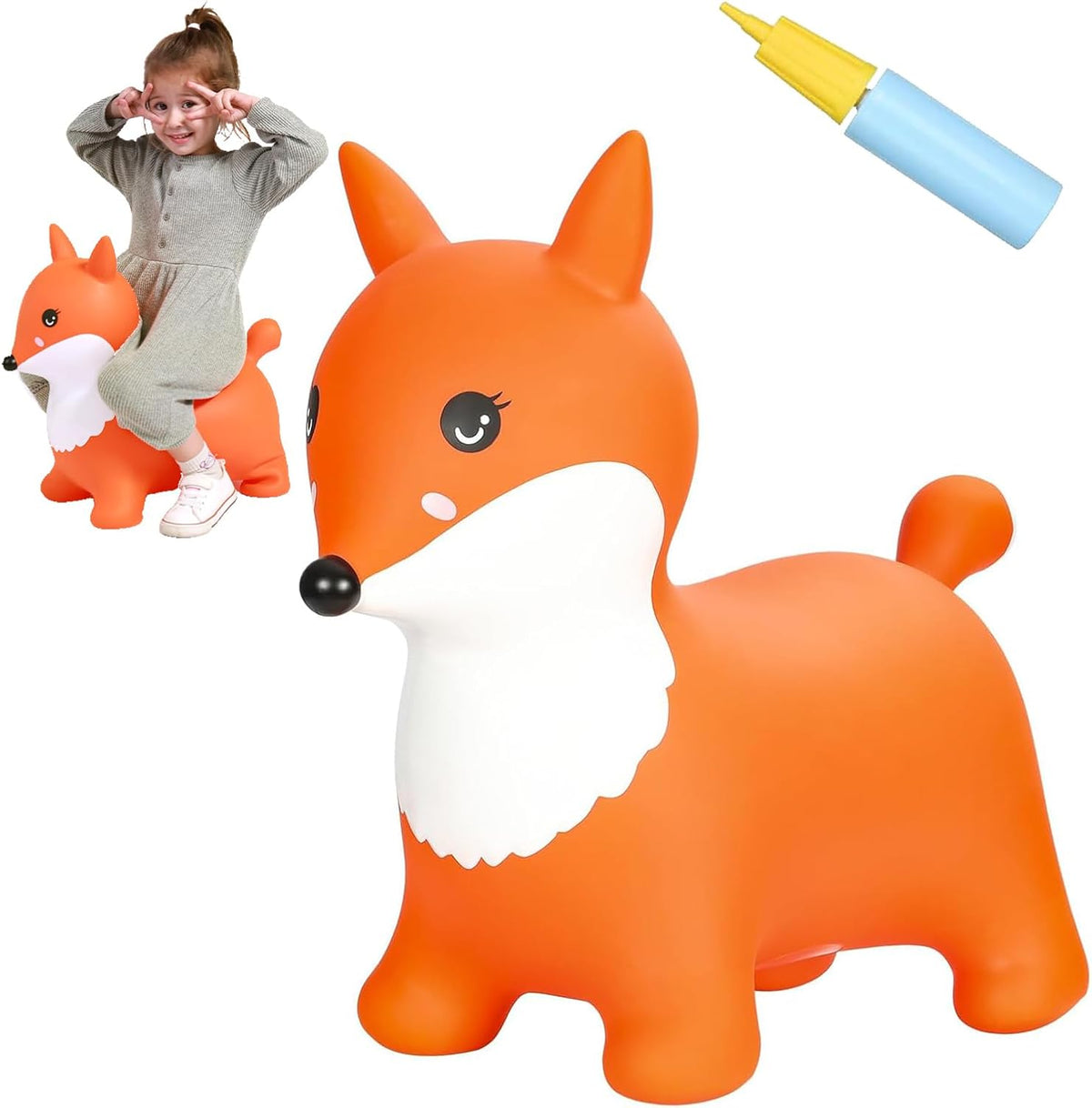 INPANY Bouncy Bull, Cow Hopper for Cowboys, Kid Gifts Toy - Orange Fox