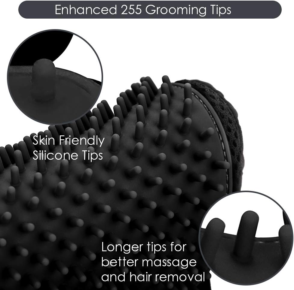 Pet Hair Removal Glove with 255 Silicone Tips for Dogs & Cats - Black - image 3