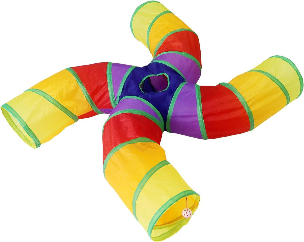 Bemodst Cat Tunnel for Indoor Cats - Rainbow-4 Way