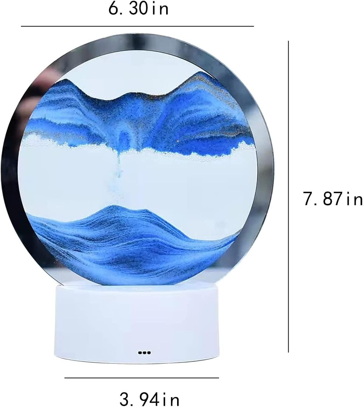rysnwsu Moving Sand Art Picture Round Glass 3D Deep Sea Sandscape - Blue / Button-Control - image 4