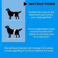 BV Dog Diapers Male Medium (Waist 13-23in) Super Absorbent - 50 Count Disposable - Doggie Diapers with Wetness Indicator - Adjustable Male Dog Wraps - Ideal for Incontinence/Training
