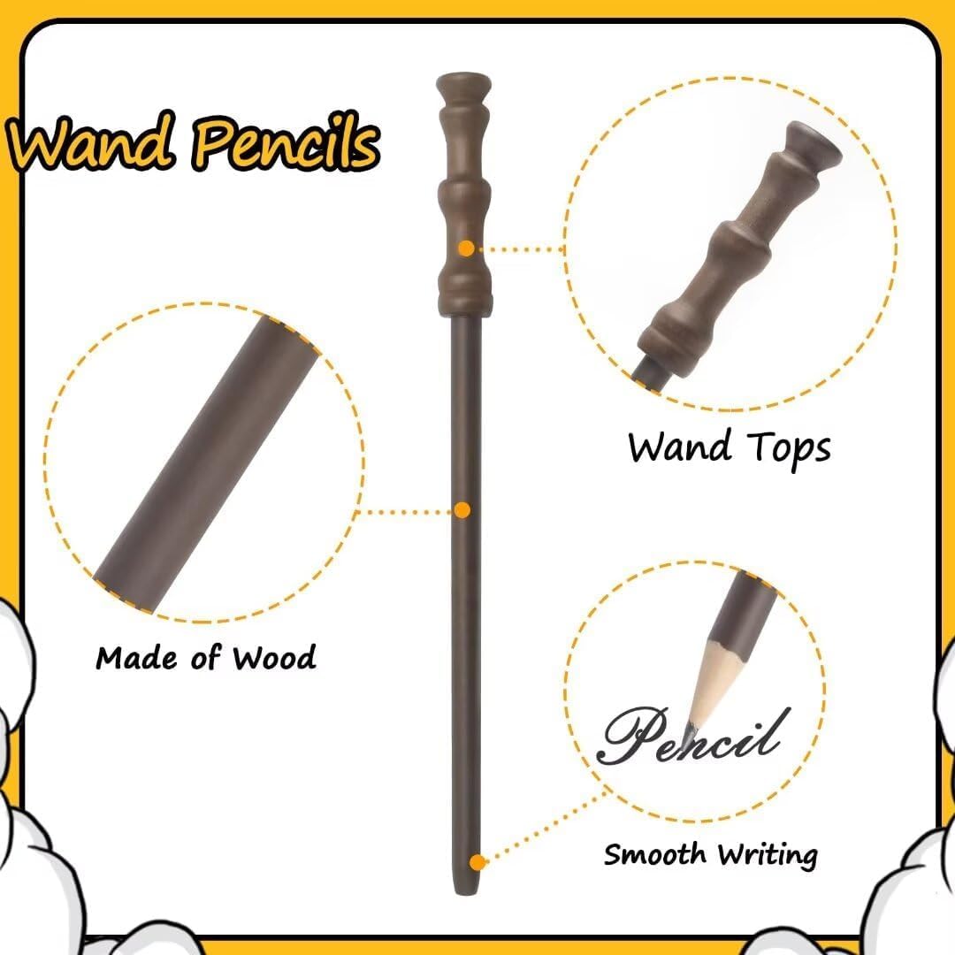 Col-Pary wizard party set with 24 wooden wand pencils and 24 round black glasses frames - view 2