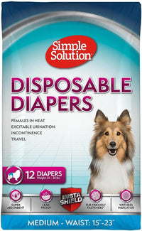 Simple Solution Female Dog Diapers, Disposable Dog Diapers - 12 Count / Medium