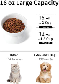 Cat Water Bowl, 15° Tilted and Raised Pet Food Dish - 1 Pack / White - image 3