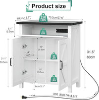 Suadism 20 Gallon Aquarium Stand With Charging Station, Farmhouse Fish Tank Stand, Reptile and Terrarium Stand with Drawer and Cabinet Storage, Sturdy Heavy Duty 27.6"15.7" - White