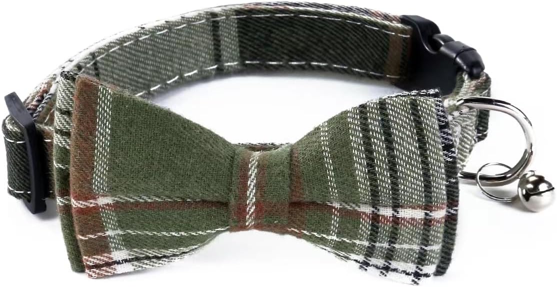 SuperBuddy Dog Collar, Adjustable Dog Collar with Bowtie - Large / Green