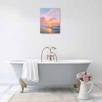 Beach Sunset Wall Art Ocean Coastal Scenery Wall Decor Seascape Picture Canvas Landscape Painting Print Framed Artwork Decorations for Living Room Office Bedroom Kitchen 16"x20"