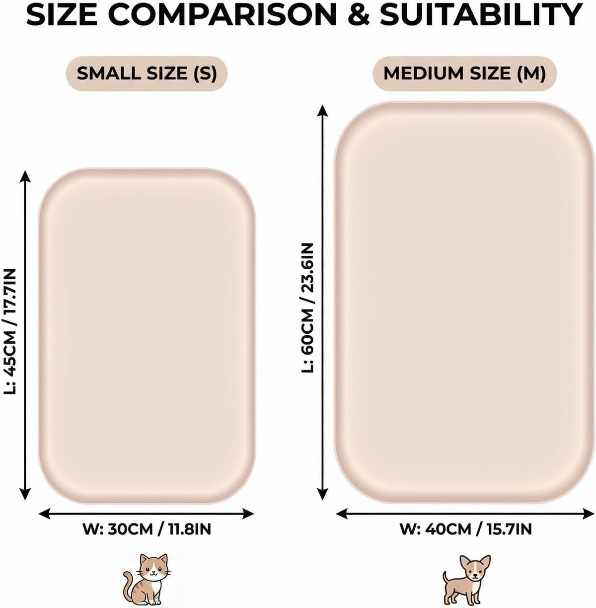 Non-Slip Silicone Dog Food Mat for Food and Water - 45 x 30 cm / Beige - image 2
