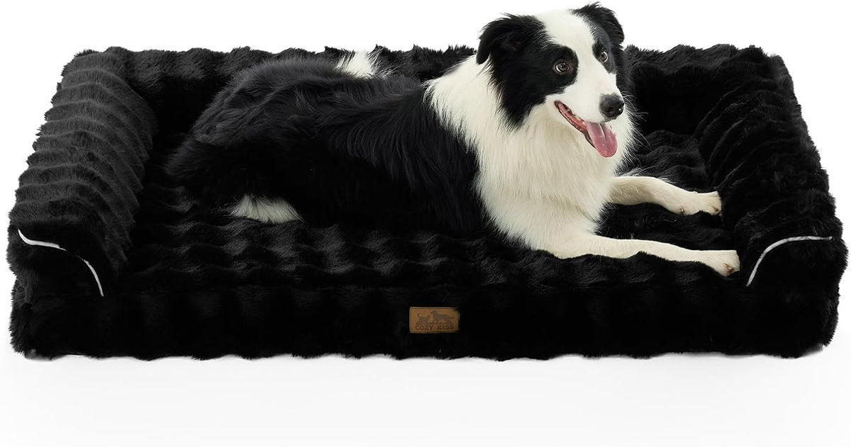 COZY KISS Orthopedic Large Dog Bed, Washable Pet Bed – Essentials for Dogs - XXL (48x32x8 inch) / Black