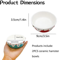2 Pack Ceramic Guinea Pig Food Bowl Hamster Food Bowls for Gerbil Rat – Essentials for Small Pets - Red + Blue - image 2