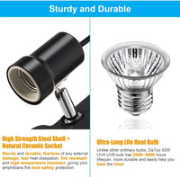 DaToo Reptile Heat Lamp Rotatable Turtle Heating Light with 50W UVA - 50Watt Reptile Heat Lamp - image 4