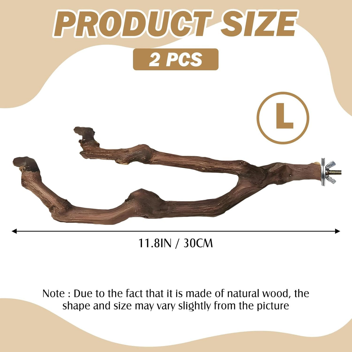 PINVNBY 3 Sizes Natural Parrot Perch Grape Wood Bird Stand Pole - 11.8in - image 2