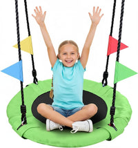 Odoland 24 inch Chidren Tree Swing Net Swing Outdoor Kid Platform - Green