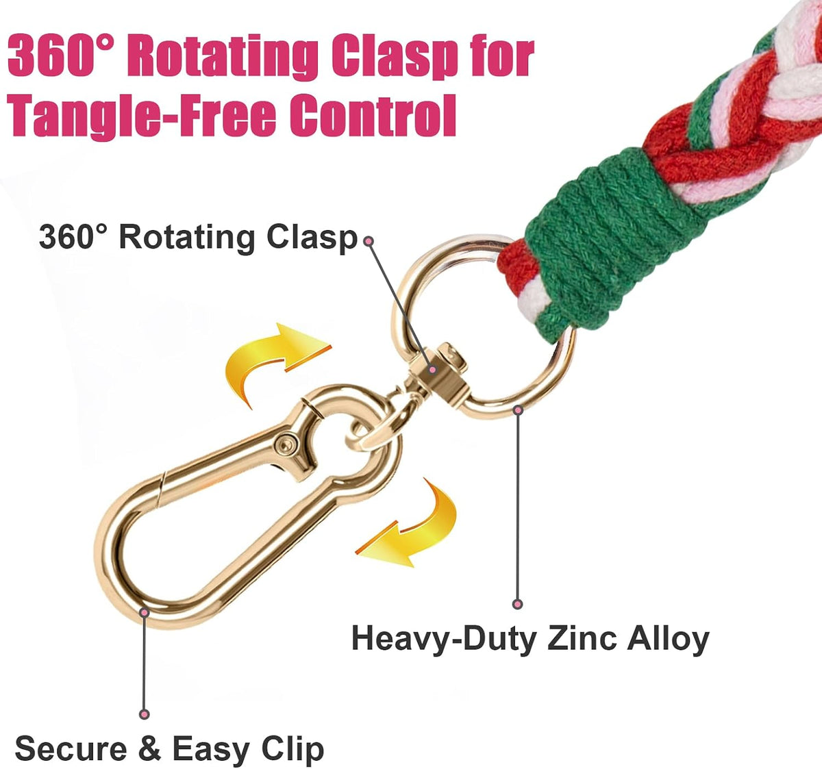 5FT Braided Cotton Rope Leash for Small, Medium and Large Dogs - Strawberry - image 4