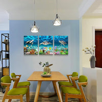 Canvas Wall Art for Living Room Large Size Wall decor for Bedroom Bathroom Wall Decoration blue Ocean Sea Turtle Paintings Modern shark Pictures Artwork office Decor Ready to Hang 16" x 24" 3 Piece