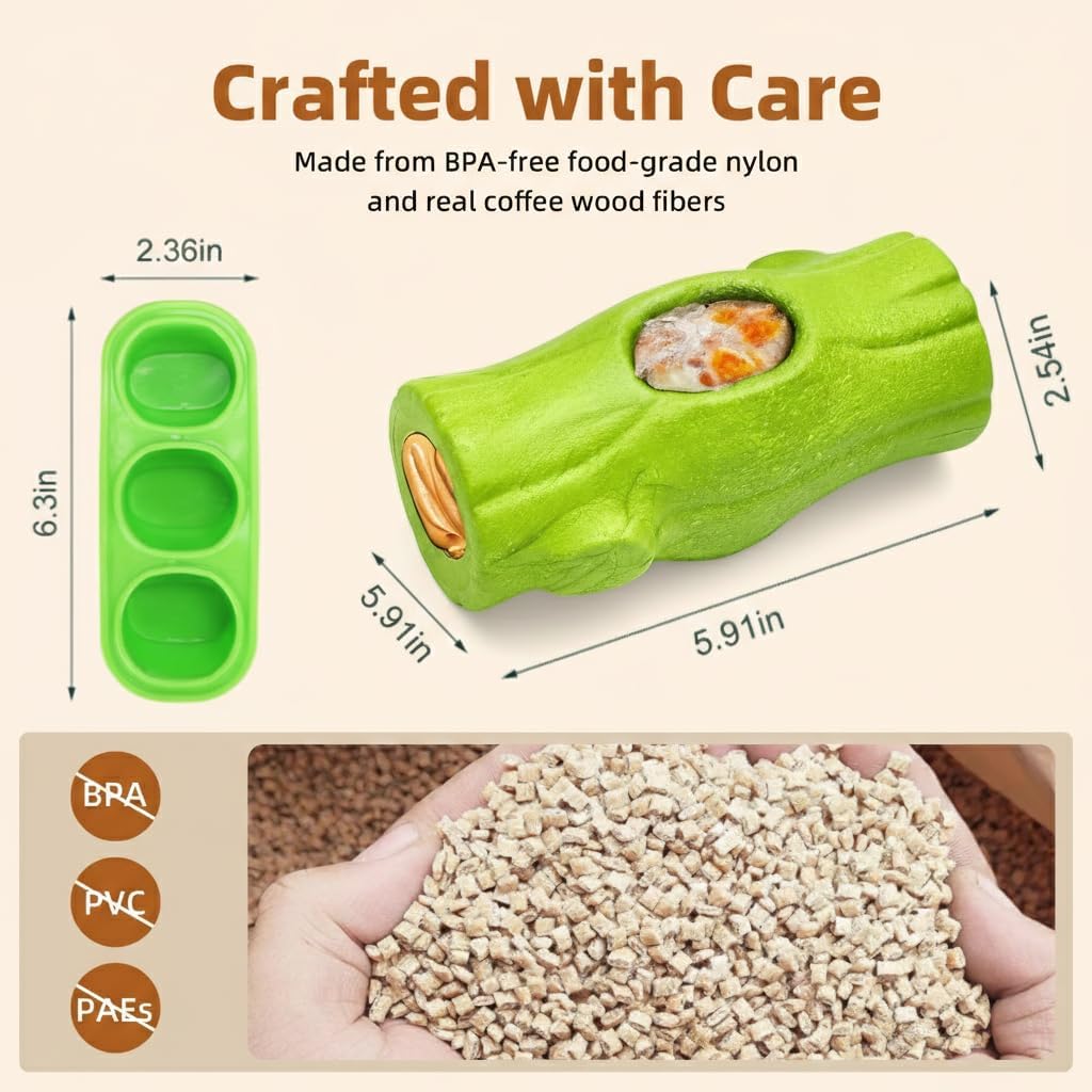 Durable Dog Puzzle Toy for Medium/Large Dogs – Essentials for Dogs - Green / Tree stump 1 Pack - image 4