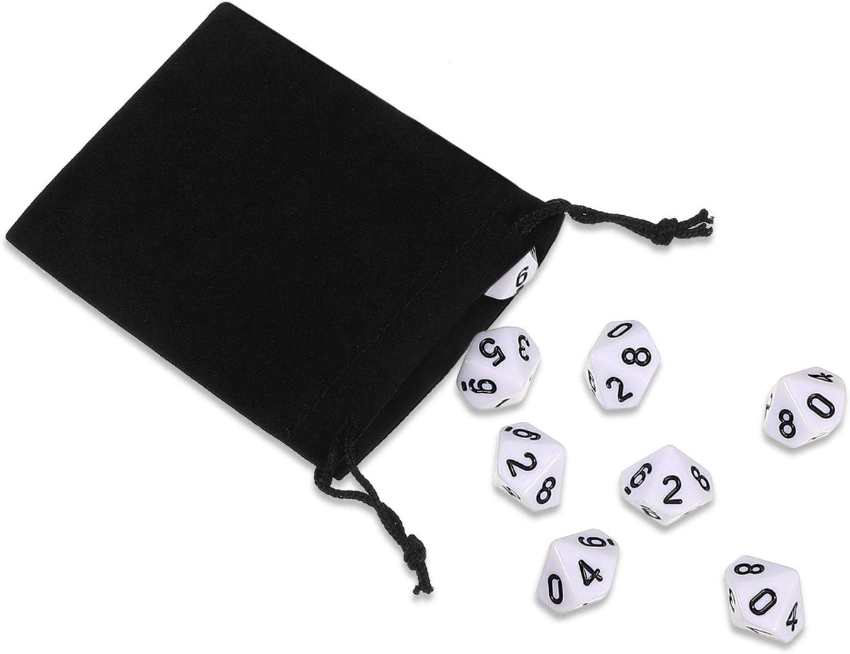 TecUnite 25 Pcs Polyhedral Dice Set, Transparent Mixed Color - White&black / 10 Sides - image 4