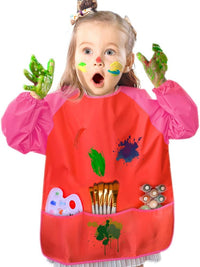 KUUQA Waterproof Children Art Smock Kids Art Aprons – Fun for Kids & Family - Blue, Red / 2 - image 4